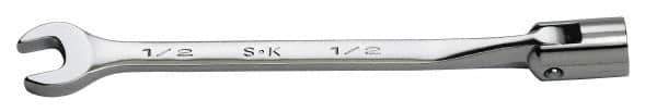 SK - 7/16" 12 Point Flexhead Combination Wrench - 7" OAL, Steel, Chrome Finish - Eagle Tool & Supply