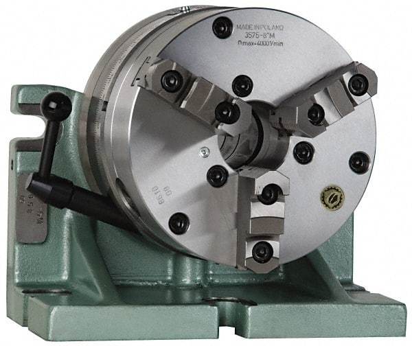 Bison - 360 Position, 12-1/2" Chuck, Super Indexing Spacer - 9.84" High Centerline, 1-1/2" Spacer Through Hole, 4.055" Chuck Through Hole, 21.85" OAL, 12.24" Overall Height - Eagle Tool & Supply