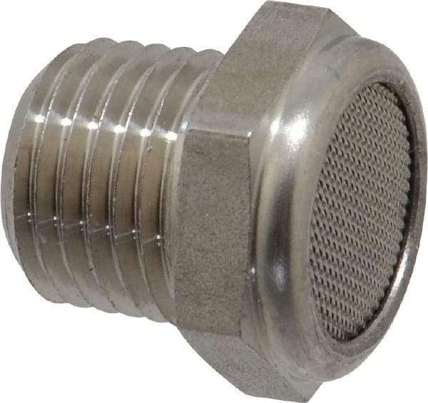 Legris - 1/4 Male NPT, 17mm Hex, Exhaust Muffler - 175 Max psi, 108 Decibel Rating, Stainless Steel - Eagle Tool & Supply