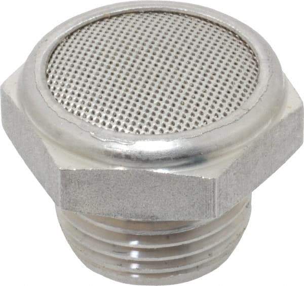 Legris - 3/8 Male NPT, 22mm Hex, Exhaust Muffler - 175 Max psi, 108 Decibel Rating, Stainless Steel - Eagle Tool & Supply