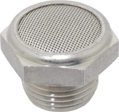 Legris - 3/8 Male NPT, 22mm Hex, Exhaust Muffler - 175 Max psi, 108 Decibel Rating, Stainless Steel - Eagle Tool & Supply