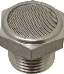Legris - 1/2 Male NPT, 27mm Hex, Exhaust Muffler - 175 Max psi, 108 Decibel Rating, Stainless Steel - Eagle Tool & Supply