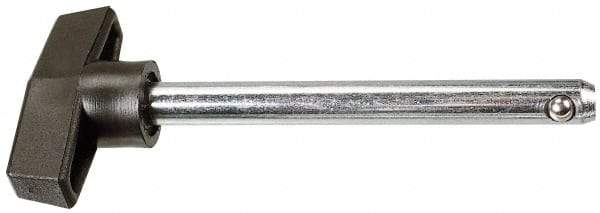 Value Collection - 3/8" Diam, 3" Usable Length, T Handle, Quick Release Pin - 3-7/8" OAL, Grade C1010/C1022 Steel, Zinc-Plated Finish - Eagle Tool & Supply