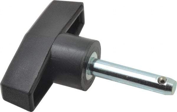 Value Collection - 1/4" Diam, 1-1/4" Usable Length, T Handle, Quick Release Pin - 1-1/4" OAL, Grade C1010/C1022 Steel, Zinc-Plated Finish - Eagle Tool & Supply