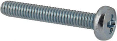 Value Collection - M2.5x0.45, 16mm Length Under Head Phillips Drive Machine Screw - Pan Head, Grade 4.8 Steel, Zinc-Plated Finish, Without Washer - Eagle Tool & Supply