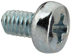 Value Collection - M2.5x0.45, 4mm Length Under Head Phillips Drive Machine Screw - Pan Head, Grade 4.8 Steel, Zinc-Plated Finish, Without Washer - Eagle Tool & Supply