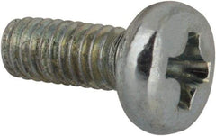 Value Collection - M2.5x0.45, 6mm Length Under Head Phillips Drive Machine Screw - Pan Head, Grade 4.8 Steel, Zinc-Plated Finish, Without Washer - Eagle Tool & Supply