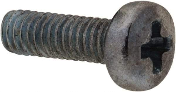 Value Collection - M2.5x0.45, 8mm Length Under Head Phillips Drive Machine Screw - Pan Head, Grade 4.8 Steel, Zinc-Plated Finish, Without Washer - Eagle Tool & Supply