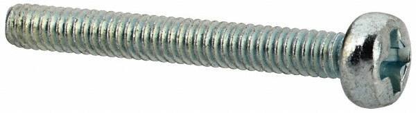 Value Collection - M2x0.40, 16mm Length Under Head Phillips Drive Machine Screw - Pan Head, Grade 4.8 Steel, Zinc-Plated Finish, Without Washer - Eagle Tool & Supply