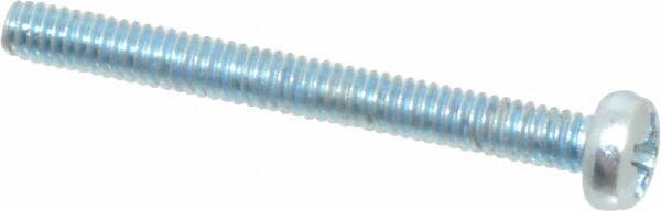 Value Collection - M2x0.40, 20mm Length Under Head Phillips Drive Machine Screw - Pan Head, Grade 4.8 Steel, Zinc-Plated Finish, Without Washer - Eagle Tool & Supply