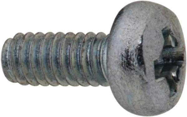 Value Collection - M2x0.40, 5mm Length Under Head Phillips Drive Machine Screw - Pan Head, Grade 4.8 Steel, Zinc-Plated Finish, Without Washer - Eagle Tool & Supply