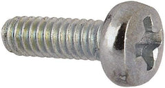 Value Collection - M2x0.40, 6mm Length Under Head Phillips Drive Machine Screw - Pan Head, Grade 4.8 Steel, Zinc-Plated Finish, Without Washer - Eagle Tool & Supply