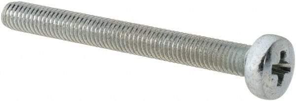 Value Collection - M3x0.50, 30mm Length Under Head Phillips Drive Machine Screw - Pan Head, Grade 4.8 Steel, Zinc-Plated Finish, Without Washer - Eagle Tool & Supply
