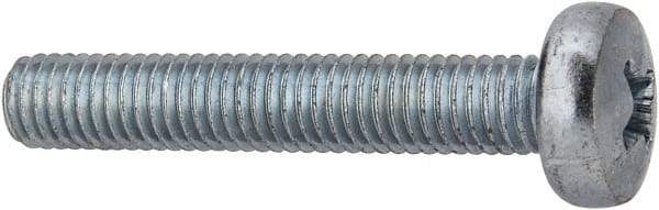 Value Collection - M5x0.80, 30mm Length Under Head Phillips Drive Machine Screw - Pan Head, Grade 4.8 Steel, Zinc-Plated Finish, Without Washer - Eagle Tool & Supply