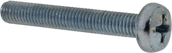 Value Collection - M5x0.80, 35mm Length Under Head Phillips Drive Machine Screw - Pan Head, Grade 4.8 Steel, Zinc-Plated Finish, Without Washer - Eagle Tool & Supply
