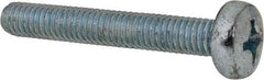 Value Collection - M6x1.00, 40mm Length Under Head Phillips Drive Machine Screw - Pan Head, Grade 4.8 Steel, Zinc-Plated Finish, Without Washer - Eagle Tool & Supply