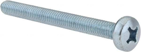 Value Collection - M6x1.00, 60mm Length Under Head Phillips Drive Machine Screw - Pan Head, Grade 4.8 Steel, Zinc-Plated Finish, Without Washer - Eagle Tool & Supply