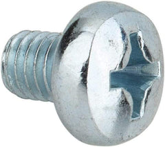 Value Collection - M6x1.00, 8mm Length Under Head Phillips Drive Machine Screw - Pan Head, Grade 4.8 Steel, Zinc-Plated Finish, Without Washer - Eagle Tool & Supply