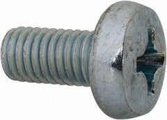 Value Collection - M8x1.25, 16mm Length Under Head Phillips Drive Machine Screw - Pan Head, Grade 4.8 Steel, Zinc-Plated Finish, Without Washer - Eagle Tool & Supply