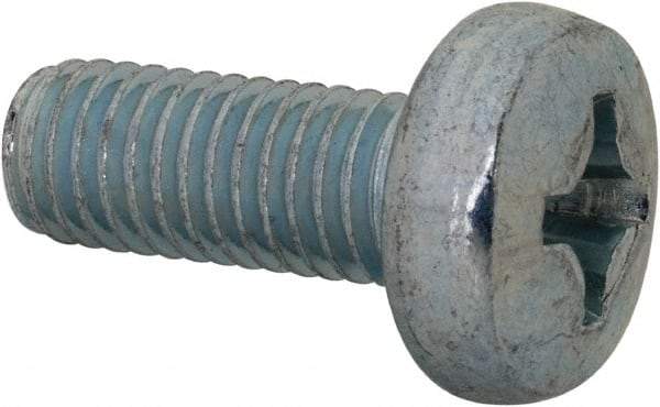 Value Collection - M8x1.25, 20mm Length Under Head Phillips Drive Machine Screw - Pan Head, Grade 4.8 Steel, Zinc-Plated Finish, Without Washer - Eagle Tool & Supply