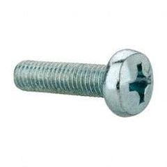 Value Collection - M8x1.25, 30mm Length Under Head Phillips Drive Machine Screw - Pan Head, Grade 4.8 Steel, Zinc-Plated Finish, Without Washer - Eagle Tool & Supply