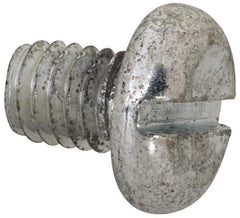 Value Collection - M6x1.00, 8mm Length Under Head Slotted Drive Machine Screw - Pan Head, Grade 4.8 Steel, Zinc-Plated Finish, Without Washer - Eagle Tool & Supply