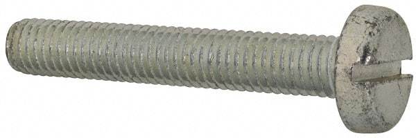 Value Collection - M8x1.25, 50mm Length Under Head Slotted Drive Machine Screw - Pan Head, Grade 4.8 Steel, Zinc-Plated Finish, Without Washer - Eagle Tool & Supply