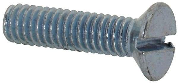 Value Collection - M2.5x0.45, 10mm OAL Slotted Drive Machine Screw - Flat Head, Grade 4.8 Steel, Zinc-Plated Finish, Without Washer - Eagle Tool & Supply