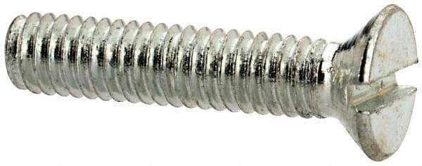 Value Collection - M2.5x0.45, 12mm OAL Slotted Drive Machine Screw - Flat Head, Grade 4.8 Steel, Zinc-Plated Finish, Without Washer - Eagle Tool & Supply