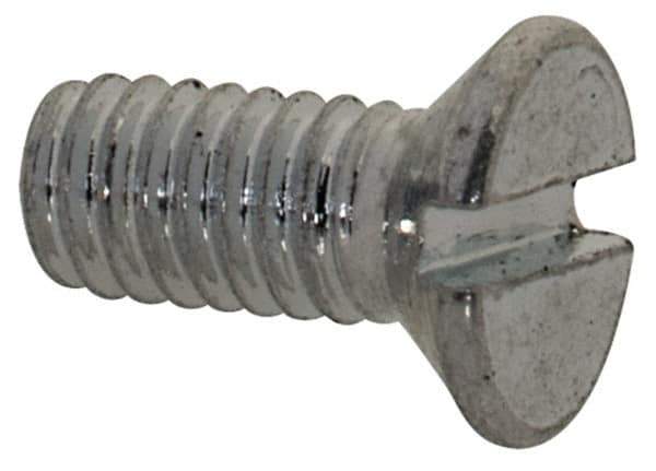 Value Collection - M2.5x0.45, 6mm OAL Slotted Drive Machine Screw - Flat Head, Grade 4.8 Steel, Zinc-Plated Finish, Without Washer - Eagle Tool & Supply