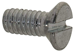 Value Collection - M2.5x0.45, 6mm OAL Slotted Drive Machine Screw - Flat Head, Grade 4.8 Steel, Zinc-Plated Finish, Without Washer - Eagle Tool & Supply