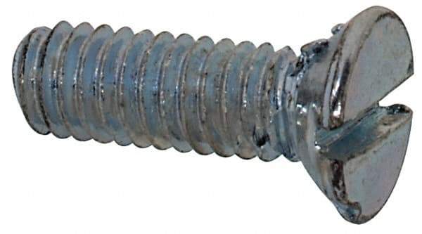 Value Collection - M2.5x0.45, 8mm OAL Slotted Drive Machine Screw - Flat Head, Grade 4.8 Steel, Zinc-Plated Finish, Without Washer - Eagle Tool & Supply
