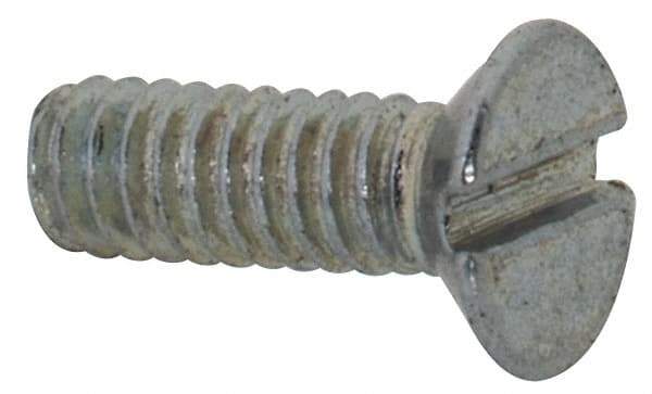 Value Collection - M2x0.40, 6mm OAL Slotted Drive Machine Screw - Flat Head, Grade 4.8 Steel, Zinc-Plated Finish, Without Washer - Eagle Tool & Supply