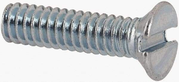 Value Collection - M2x0.40, 8mm OAL Slotted Drive Machine Screw - Flat Head, Grade 4.8 Steel, Zinc-Plated Finish, Without Washer - Eagle Tool & Supply
