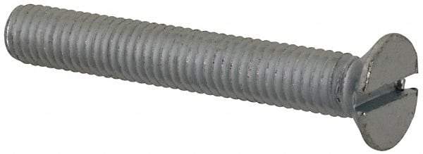 Value Collection - M5x0.80, 35mm OAL Slotted Drive Machine Screw - Flat Head, Grade 4.8 Steel, Zinc-Plated Finish, Without Washer - Eagle Tool & Supply