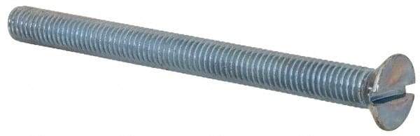 Value Collection - M5x0.80, 60mm OAL Slotted Drive Machine Screw - Flat Head, Grade 4.8 Steel, Zinc-Plated Finish, Without Washer - Eagle Tool & Supply