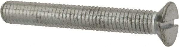 Value Collection - M6x1.00, 45mm OAL Slotted Drive Machine Screw - Flat Head, Grade 4.8 Steel, Zinc-Plated Finish, Without Washer - Eagle Tool & Supply