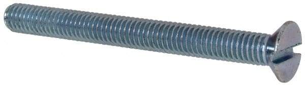 Value Collection - M6x1.00, 60mm OAL Slotted Drive Machine Screw - Flat Head, Grade 4.8 Steel, Zinc-Plated Finish, Without Washer - Eagle Tool & Supply