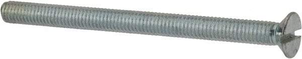 Value Collection - M6x1.00, 80mm OAL Slotted Drive Machine Screw - Flat Head, Grade 4.8 Steel, Zinc-Plated Finish, Without Washer - Eagle Tool & Supply