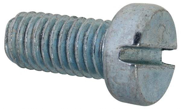Value Collection - M8x1.25, 16mm Length Under Head Slotted Drive Machine Screw - Cheese Head, Grade 4.8 Steel, Zinc-Plated Finish, Without Washer - Eagle Tool & Supply