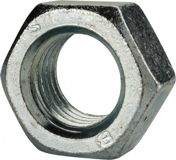 Value Collection - M27x3.00 Steel Right Hand Hex Nut - 41mm Across Flats, 22mm High, Zinc-Plated Finish - Eagle Tool & Supply