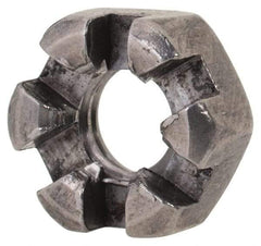 Value Collection - 1/4-20 UNC Grade 2 Steel Slotted Locknut - 7/16" Width Across Flats, 7/32" High, Uncoated - Eagle Tool & Supply