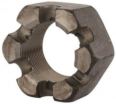 Value Collection - 1-3/4 - 12 UNF Grade 2 Steel Slotted Locknut - 2-5/8" Width Across Flats, 1-1/2" High, Uncoated - Eagle Tool & Supply