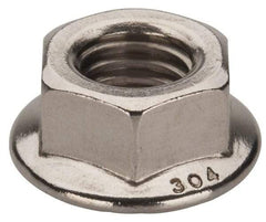 Value Collection - 1/2-13, 1.031" Flange Diam, Serrated Flange Nut - Grade 18-8 Stainless Steel, Uncoated Finish, 0.458" Flange Height - Eagle Tool & Supply