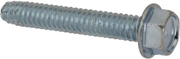 Value Collection - 1/4-20 UNC Thread, 1-1/2" Length Under Head, Hex Drive Steel Thread Cutting Screw - Hex Head, Grade 2, Point Type F, Zinc-Plated Finish - Eagle Tool & Supply