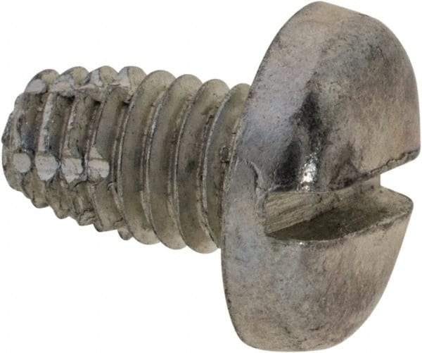 Value Collection - #10-32 UNF Thread, 5/16" Length Under Head, Slotted Drive Steel Thread Cutting Screw - Pan Head, Grade 2, Point Type F, Zinc-Plated Finish - Eagle Tool & Supply