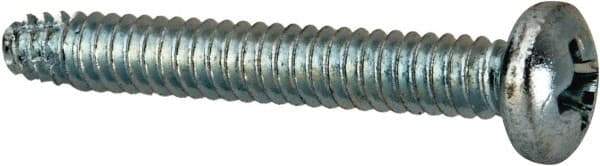 Value Collection - #6-32 UNC Thread, 1" Length Under Head, Phillips Drive Steel Thread Cutting Screw - Pan Head, Grade 2, Point Type F, Zinc-Plated Finish - Eagle Tool & Supply
