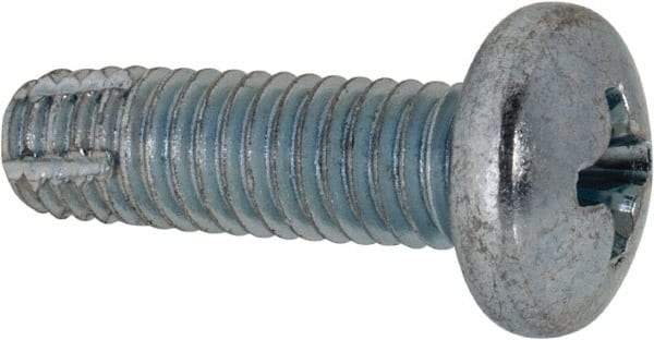 Value Collection - #10-32 UNF Thread, 5/8" Length Under Head, Phillips Drive Steel Thread Cutting Screw - Pan Head, Grade 2, Point Type F, Zinc-Plated Finish - Eagle Tool & Supply