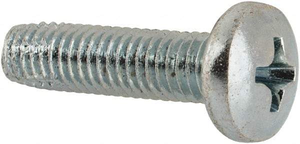 Value Collection - #10-32 UNF Thread, 3/4" Length Under Head, Phillips Drive Steel Thread Cutting Screw - Pan Head, Grade 2, Point Type F, Zinc-Plated Finish - Eagle Tool & Supply