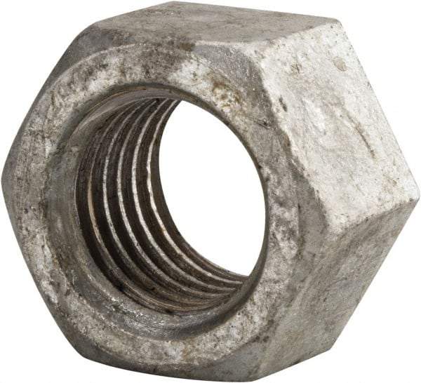 Value Collection - 1-3/8 - 6 UNC Steel Right Hand Hex Nut - 2-1/16" Across Flats, 1-11/64" High, Hot Dipped Galvanized Finish - Eagle Tool & Supply